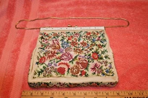 Vintage Needlepoint Roses Design Purse Handbag - Picture 1 of 10