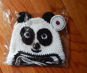 Panda Bear Hand Crochet Beanie Hat