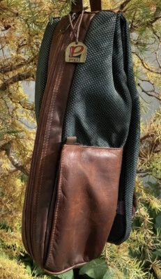 Bolso de zapatos PIEL de cuero/nylon acolchado con cremallera viaje/golf nuevo sin etiquetas Foto 1 de 4