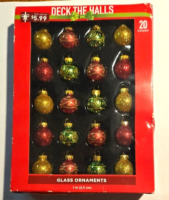 Deck The Halls Surtido 1" Mini Bombillas de Vidrio Adornos de Árbol de Navidad Nuevo en Caja 2015 Foto 1 de 3