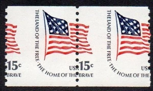 1618C 15c Flag misperf coil pair MNH - Picture 1 of 1