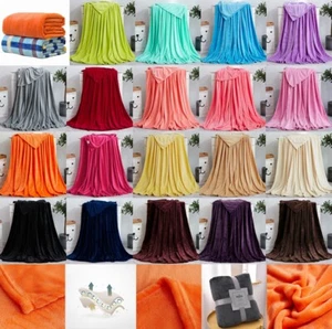 Fleece Blanket Gift Sofa Throw Soft Warm Faux Fur Mink Candy Colours Large Size - Picture 1 of 43