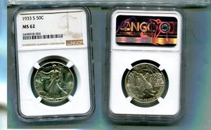 1933 S WALKING LIBERTY SILVER HALF DOLLAR NGC MS62 2650S - Picture 1 of 1