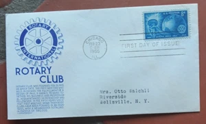 STATUE OF LIBERTY TORCH ROTARY INTERNATIONAL 1955 BLUE ANDERSON CACHET FDC - Picture 1 of 1