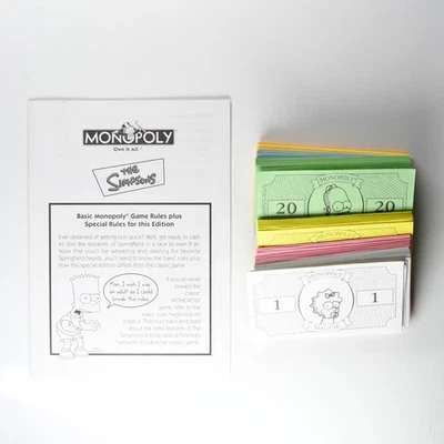 Simpsons Monopoly 2001 Replacement Money and Game Manual - Image 1 of 3
