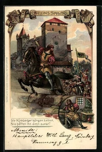 Ansichtskarte Nürnberg, Eppeleins Sprung, Burgansicht 1913  - Picture 1 of 2