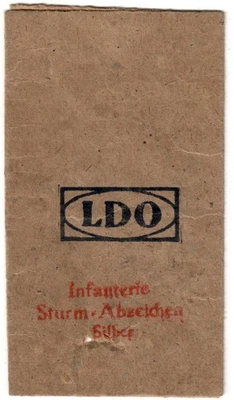 Zellstoffbeutel Tüte ISA Infanteriesturmabzeichen Silber LDO 2.WK original - Bild 1 von 2