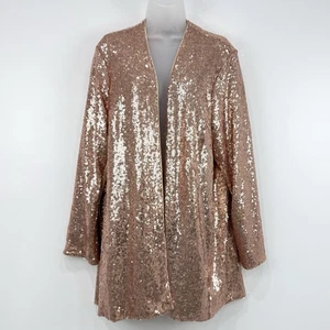 Torrid Pailletten Blazer Damen 2X Roségold Neu mit Etikett Glam Event Party vorne offen Stretch - Bild 1 von 13