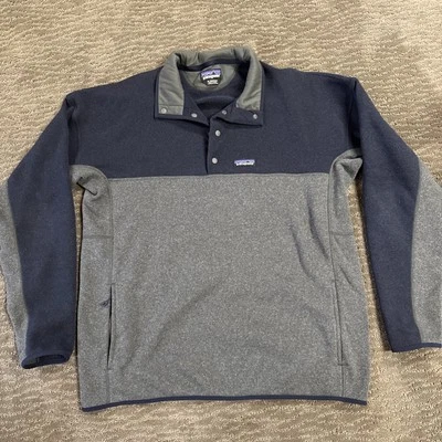PATAGONIA Lightweight Better Sweater Mens Large Fleece Snap T Block Navy Gray - Image 1 of 4