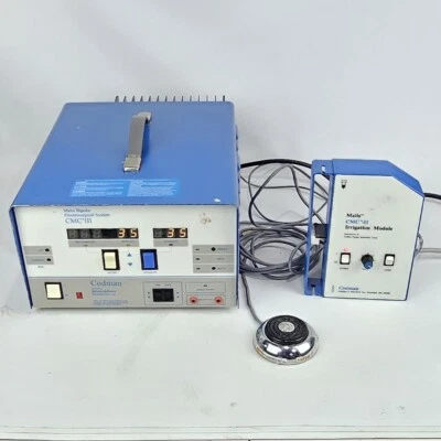 Unidad bipolar Codman Malis 80-1170 CMC III ESU, 80-1164 módulo de riego y pedal Foto 1 de 4