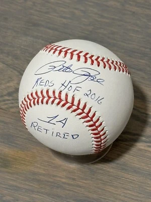 Super Rare Pete Rose Auto Baseball Signed “Reds HOF 2016” “14 Retired” JSA CERT - Image 1 of 2