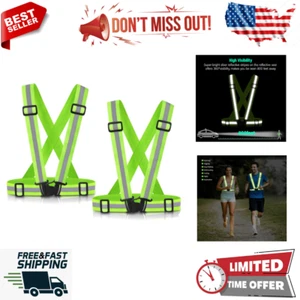 2 Pack Safety Vest Adjustable Reflective Belt Stripe Night Running Jogging Bike - Picture 1 of 7
