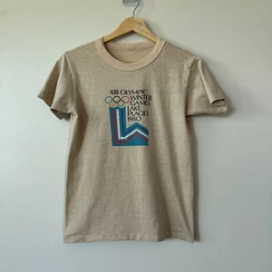 Vintage T-Shirt Herren S XIII Olympische Spiele Lake Placid 1980 USA Einzelnaht papierdünn - Bild 1 von 6