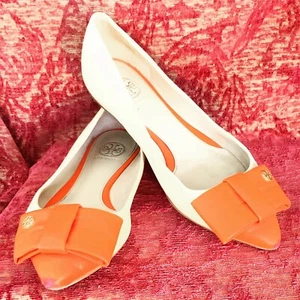 Orange & Beige Aimee Leather Tory Burch Ballerina Flats Size US5.5 Wom Shoes - Picture 1 of 10