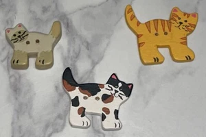 Bottoni 2 fori dipinti in legno di gatto 98-21 - Foto 1 di 5