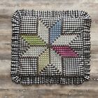 Retro Throw Pillow Cover Chicken Scratch Embroidery Gingham MultiColor Star