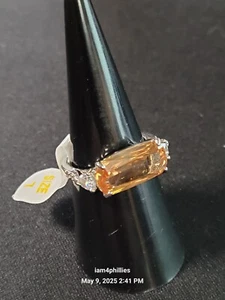 Bomb Party RG54481, She Is A Leap Of Faith-Sz 7 Smokey Topaz CZ Rhodium Plating - Picture 1 of 5