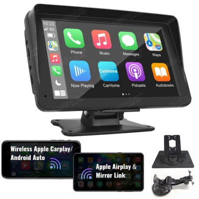 LEEKOOLUU Portable Car Radio Wireless Apple Carplay Android Auto 7 Inch Touch Screen BT FM