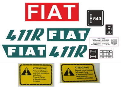 KIT ADESIVI DECALCOMANIE FIAT 411 R PER TRATTORI AGRICOLI GOMMATI
