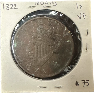 Ireland 1 Penny 1822 VF Coin - Image 1 of 2