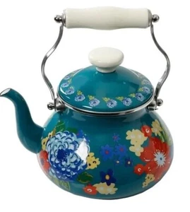 Pioneer Woman ~ DAZZLING DAHLIA ~ 2 Quart Tea Kettle ~ Enamel on Steel ~ Floral - Picture 1 of 6
