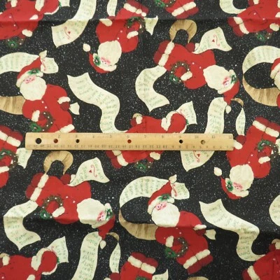 BTY Santas List Fabric Vintage Christmas Quilting Cotton - Image 1 of 4