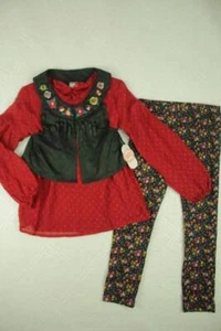 NEW Girls 3 Pc Outfit XS 4 - 5 Mole Skin Boho Set Vest Top Pants Holiday Dressy - Picture 1 of 6