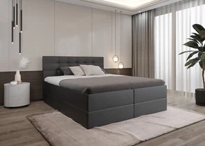 Boxspringbett Schlafzimmerbett Bett Kunstleder SCHWARZ 180x200 Bettkasten Topper - Bild 1 von 8