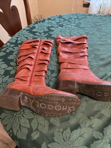 Chocolat Blu Nayo Burgundy Red Leather Boots women’s size 9 New - Picture 1 of 8