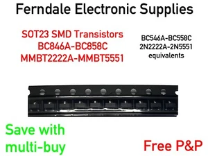 SOT23 SMD Transistors BC/2N range many types available surface mount - Picture 1 of 31