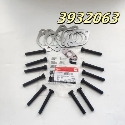 Exhaust Manifold Gasket Set with Bolts Fits Cummins 6c 6CT 8.3L 3929012/3932063 - Image 1 of 4
