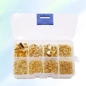  556PCS Golden Ribbon Ends Fastener Clasps Lobster Clips Open Jump Rings - Picture 1 of 11