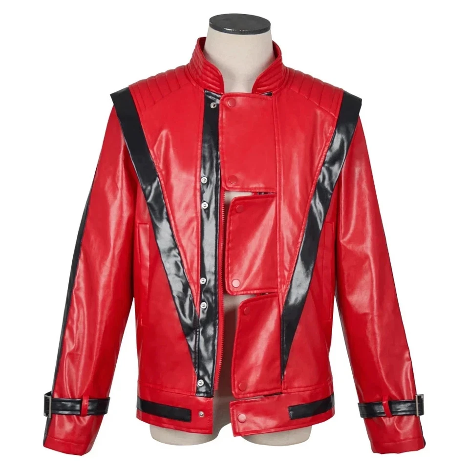 Para hombres MJ Thriller Chaqueta de Cuero Sintético Roja Disfraz de Halloween Juegos con disfraces Foto 1 de 4