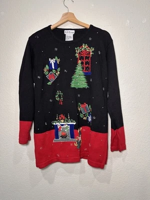 Suéter Vintage Festivo Negro y Rojo Navidad Grande Foto 1 de 4