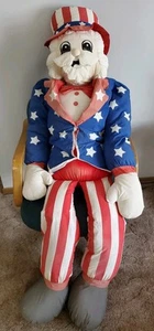 Vintage große patriotische Uncle Sam Veranda Sitter 60 Zoll Stofftier Plüsch 4. Juli Dekor - Bild 1 von 10