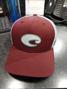 COSTA DEL MAR CORE PERFORMANCE Fishing TRUCKER  SNAP ADJUSTABLE CAP HAT Red  - Picture 1 of 2