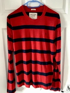 Mens top size small Chest 40” red stripe ABERCROMBIE & FITCH jumper jersey- - Picture 1 of 23