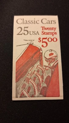 Scott #2381-2385, M/F/NH, Classic Cars, Booklet of 20 25cent stamps, BK163 - Image 1 of 3