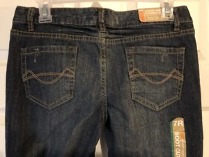 JEANS MOSSIMO BOOTCUT taglia 7R junior blu denim factory vita bassa invecchiato nuovo con etichette - Foto 1 di 9
