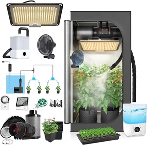 Upgrade Integrated Auto Grow Tent Kit Complete Kit, S1000 LED Grow Light, 32"X32 - Picture 1 of 8