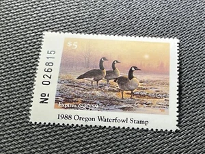 1988 Oregon State Canada Goose Duck Stamp - Mint OG NH - Picture 1 of 2