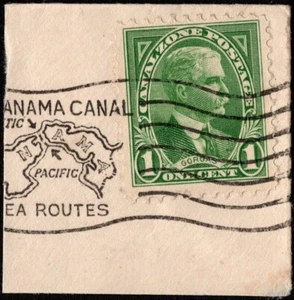 Canal Zone - 1928 - 1 Cent Green General William Gorgas #105a w Pictorial Cancel - Picture 1 of 1