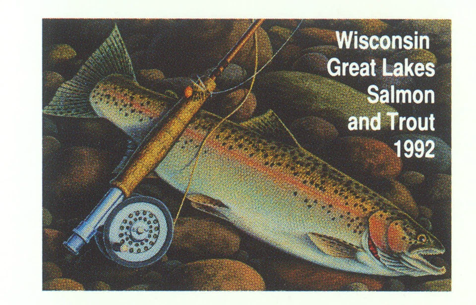 EXTREMELY RARE Wisconsin Salmon & Trout Stamp Block 1992 Error Foto 1 de 2