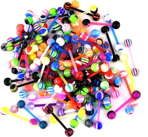 50Pcs Tongue Rings for Women Plastic Surgical Steel Tongue Ring Nipple Rings Mul - Picture 1 of 12