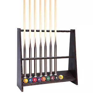 Pool Stick Holder Floor Stand Wooden Pool Cue Rack Billiards Club 8/10 Holes - Picture 1 of 24