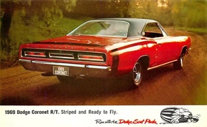 ANTIQUE AUTO, 1969 DODGE CORONET, VINTAGE POSTCARD (T336) - Picture 1 of 2