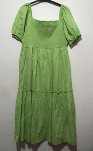 Nobody’s Child Green Puff Sleeve Tallulah Woven Midi Dress UK 16 £79 - Picture 1 of 17