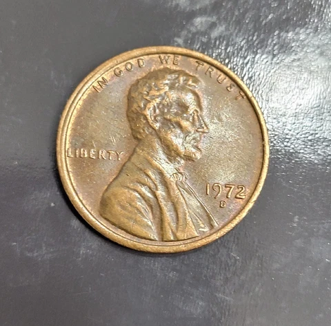 1972-D Lincoln Memorial Penny Double Struck,Through Strike Cover