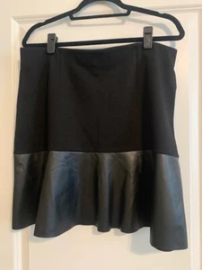 CAbi Black Faux Leather Pull-On A-Line Skirt Size L Style 3405 - Picture 1 of 3
