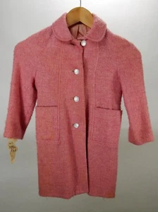 Vintage Child's Pink Dress Coat Made in USA Union Made Art Deco - Picture 1 of 6